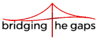 Bridging The Gaps Logo of a bridge with a Christian cross forming the vertical and horizontal supports